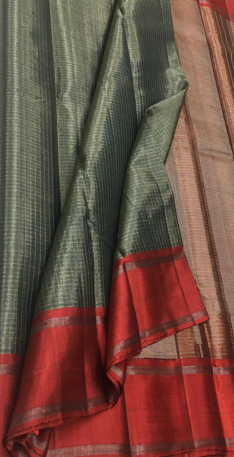 Elegant Grey Kanjeevaram Handloom Pure Tissue Silk Saree - Luxurion World