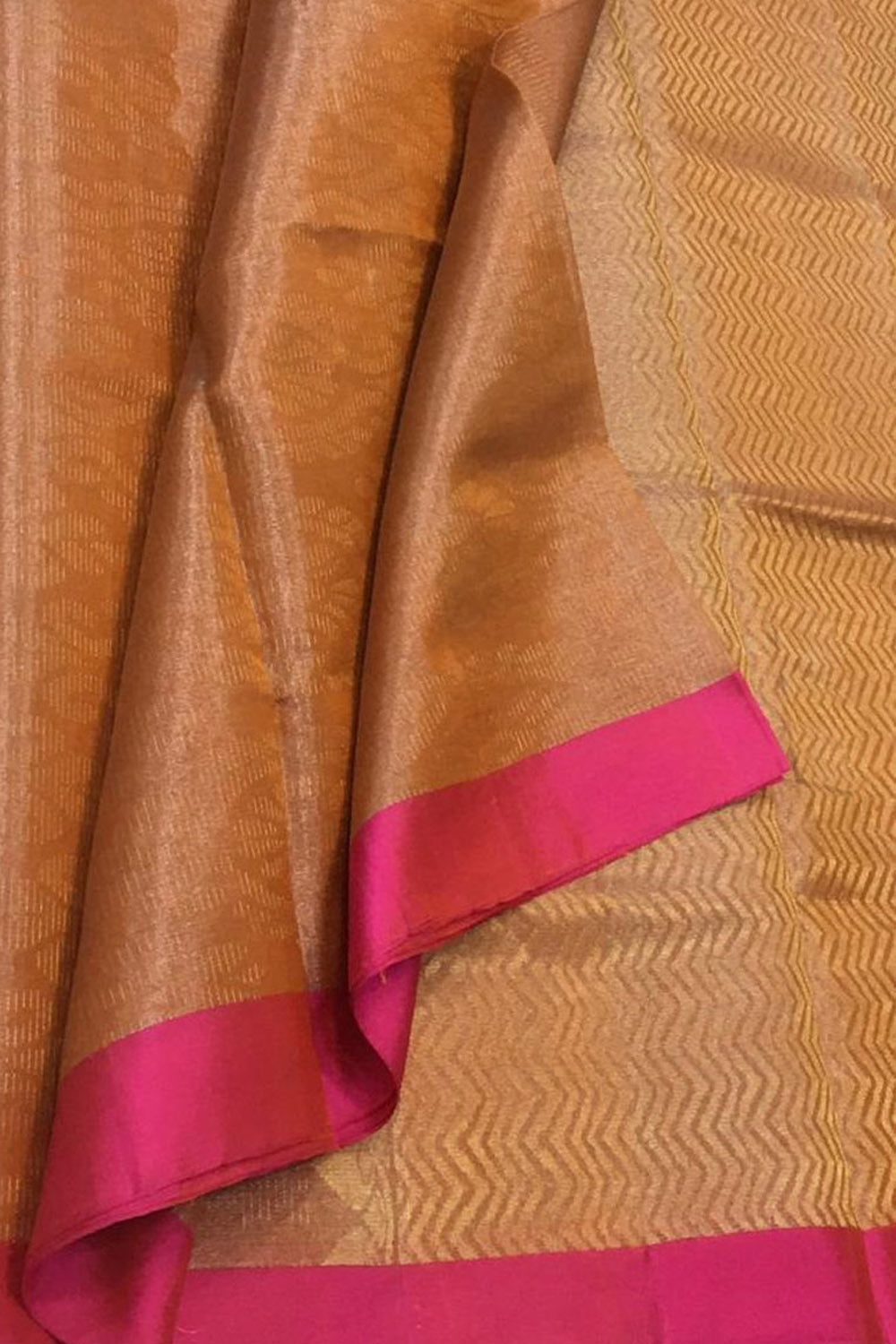 Exquisite Orange Kanjeevaram Handloom Pure Tissue Silk Saree - Luxurion World