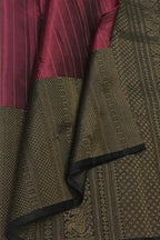 Exquisite Maroon & Black Kanjeevaram Handloom Pure Silk Saree - Luxurion World