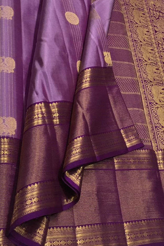 Exquisite Purple Kanjeevaram Silk Saree - Luxurion World
