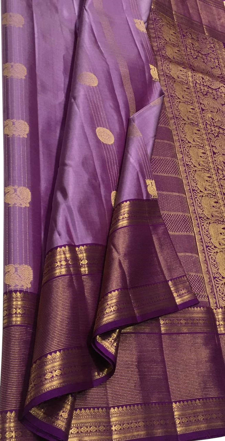 Exquisite Purple Kanjeevaram Silk Saree - Luxurion World