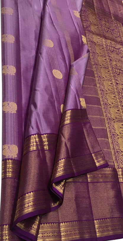 Exquisite Purple Kanjeevaram Silk Saree - Luxurion World