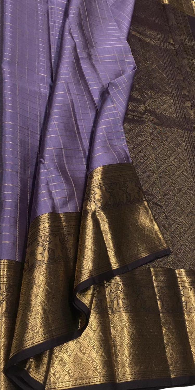 Exquisite Purple Kanjeevaram Silk Saree - Handloom Beauty - Luxurion World