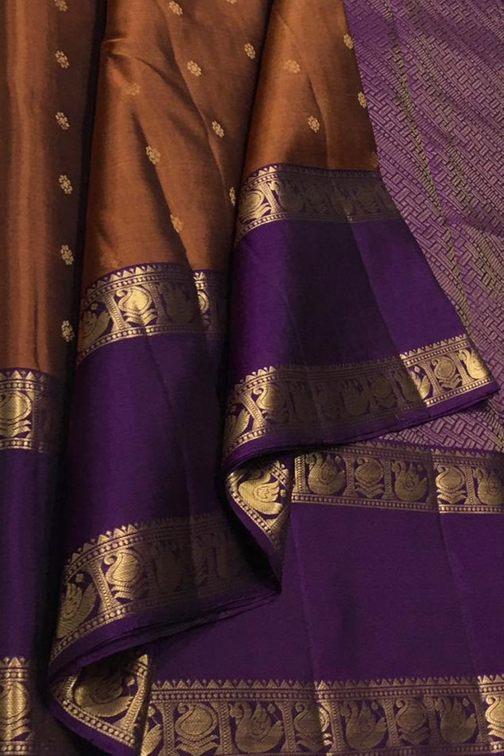 Brown Kanjeevaram Silk Saree Handloom - Luxurion World