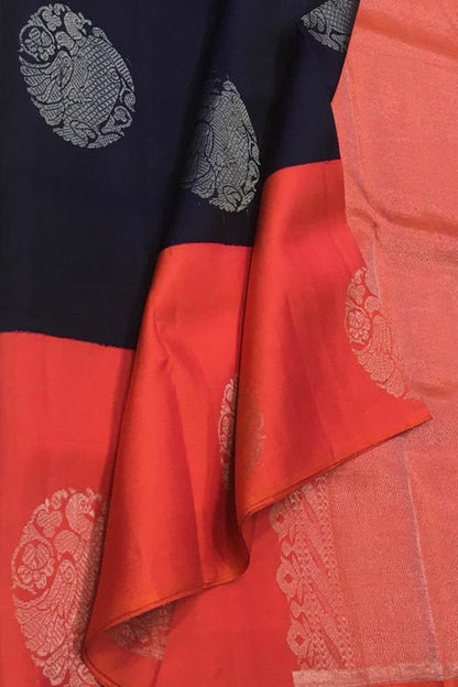 Blue Pure Kanjeevaram Silk Saree - Handloom Elegance - Luxurion World
