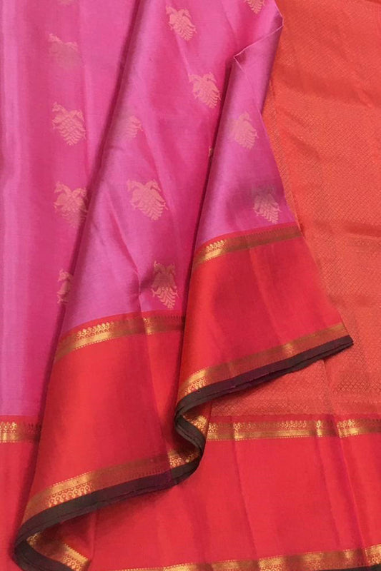 Exquisite Pink Kanjeevaram Silk Saree - Handloom Beauty - Luxurion World
