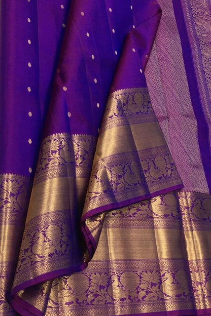 Blue Pure Kanjeevaram Silk Saree - Handloom Elegance - Luxurion World