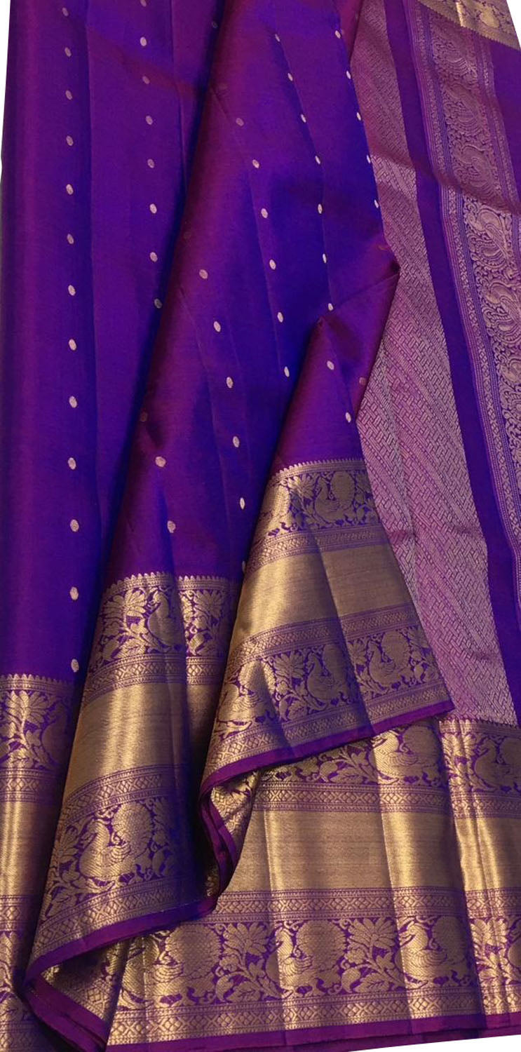 Blue Pure Kanjeevaram Silk Saree - Handloom Elegance - Luxurion World