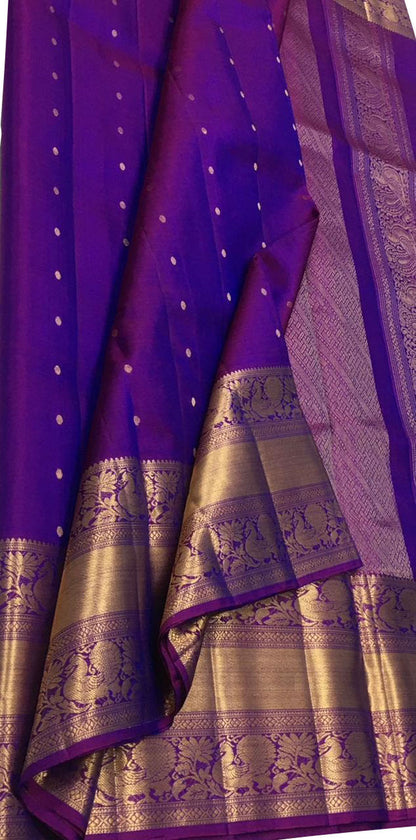 Blue Pure Kanjeevaram Silk Saree - Handloom Elegance - Luxurion World