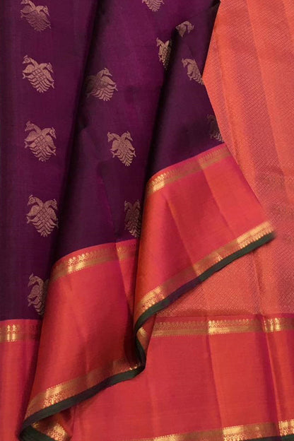 Exquisite Purple Kanjeevaram Silk Saree - Luxurion World