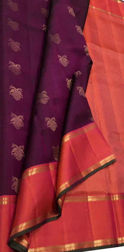 Exquisite Purple Kanjeevaram Silk Saree - Luxurion World