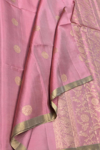 Pink Pure Silk Kanjeevaram Handloom Saree - Luxurion World