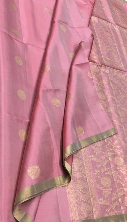 Pink Pure Silk Kanjeevaram Handloom Saree - Luxurion World