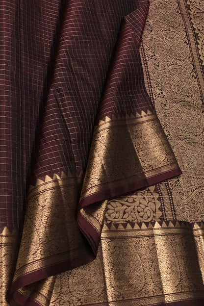 Maroon Pure Silk Kanjeevaram Handloom Saree - Luxurion World