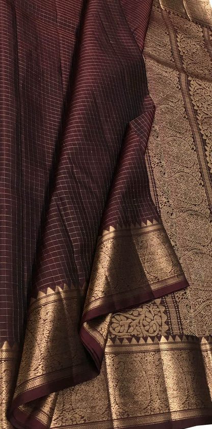 Maroon Pure Silk Kanjeevaram Handloom Saree - Luxurion World