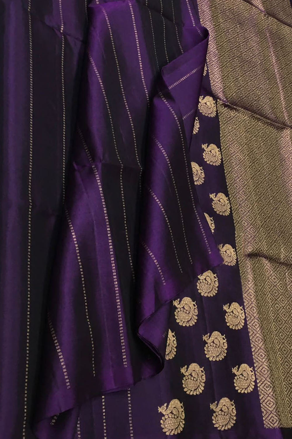 Purple Handloom Kanjeevaram Pure Silk Saree