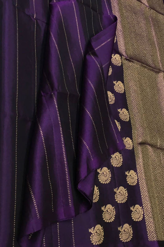 Purple Handloom Kanjeevaram Pure Silk Saree