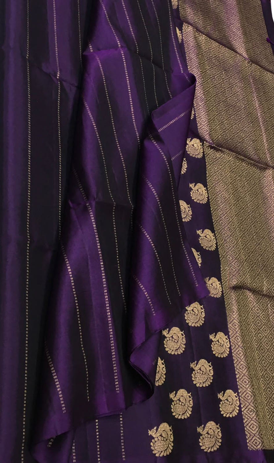 Purple Handloom Kanjeevaram Pure Silk Saree