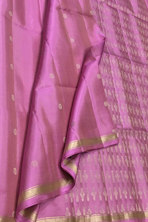 Pink Handloom Kanjeevaram Pure Silk Saree - Luxurion World