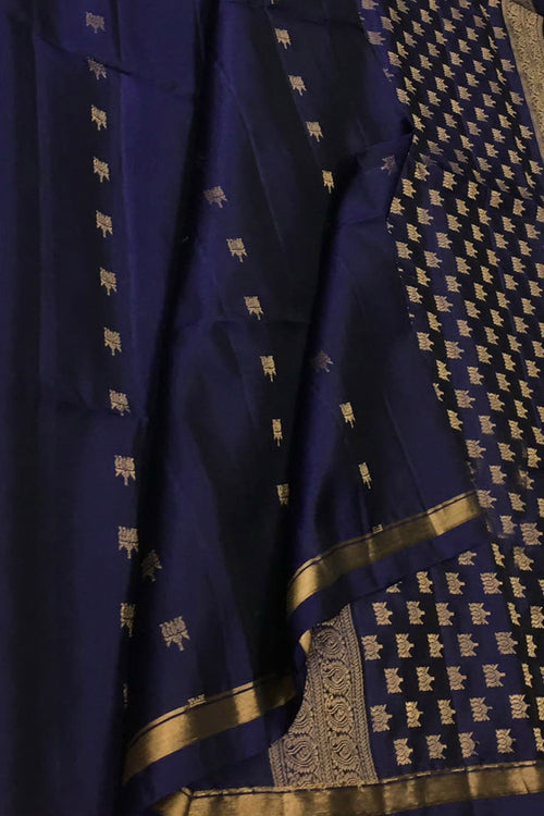 Exquisite Blue Handloom Kanjeevaram Pure Silk Saree - Luxurion World