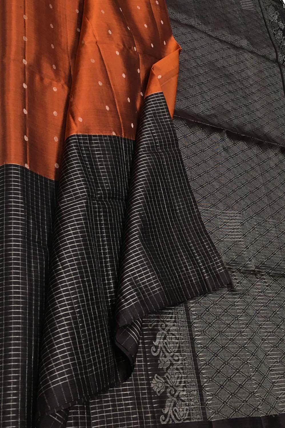 Exquisite Orange Handloom Kanjeevaram Pure Silk Saree