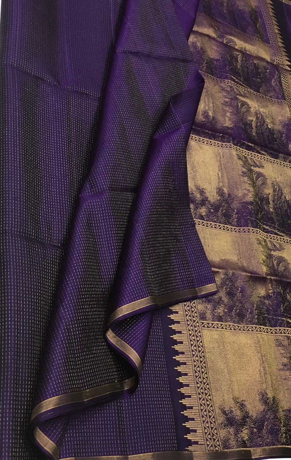 Exquisite Purple Handloom Kanjeevaram Pure Silk Saree - Luxurion World