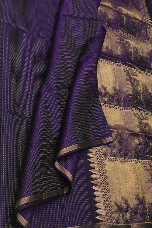Exquisite Purple Handloom Kanjeevaram Pure Silk Saree - Luxurion World