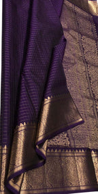 Exquisite Purple Handloom Kanjeevaram Pure Silk Saree - Luxurion World