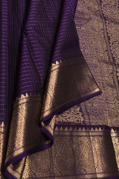Exquisite Purple Handloom Kanjeevaram Pure Silk Saree
