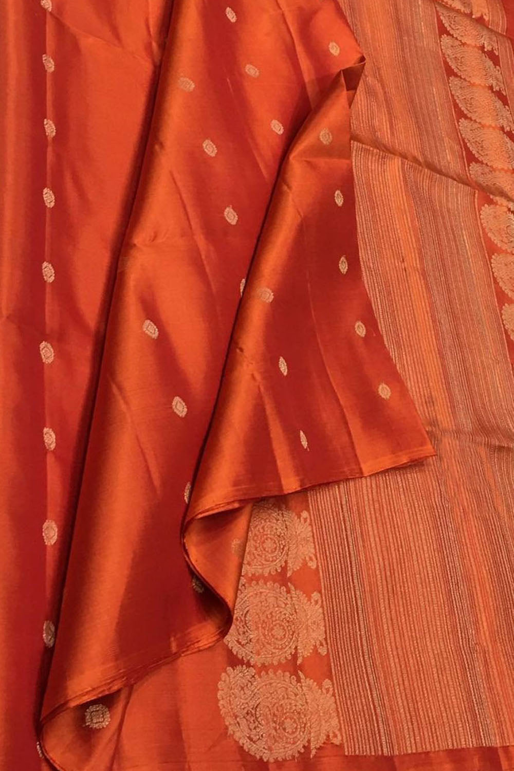 Orange Handloom Kanjeevaram Pure Silk Saree