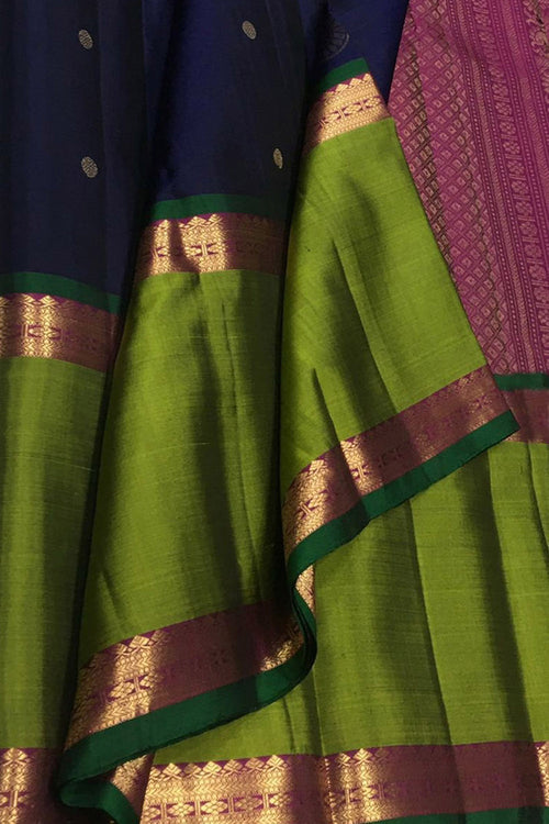 Royal Blue Handloom Kanjeevaram Silk Saree - Luxurion World
