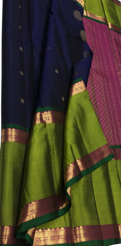 Royal Blue Handloom Kanjeevaram Silk Saree - Luxurion World