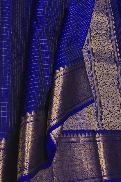 Royal Blue Handloom Kanjeevaram Silk Saree