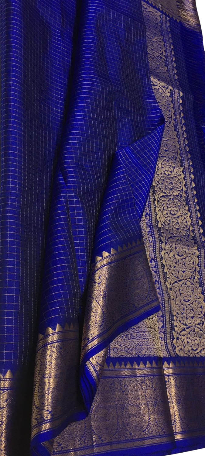 Royal Blue Handloom Kanjeevaram Silk Saree - Luxurion World