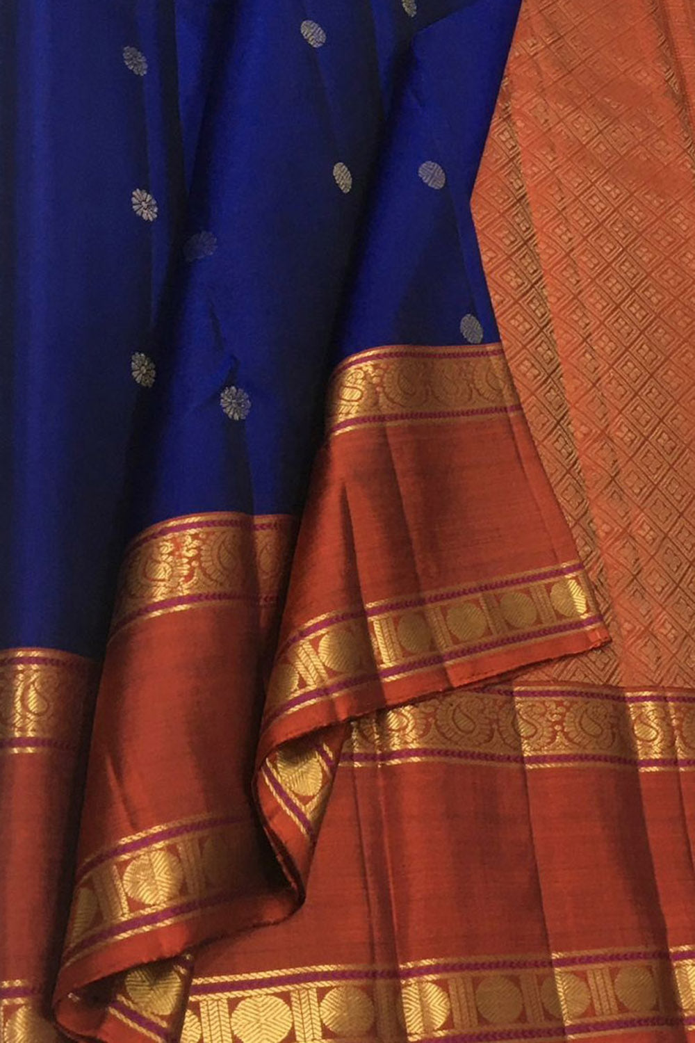 Royal Blue Handloom Kanjeevaram Pure Silk Saree
