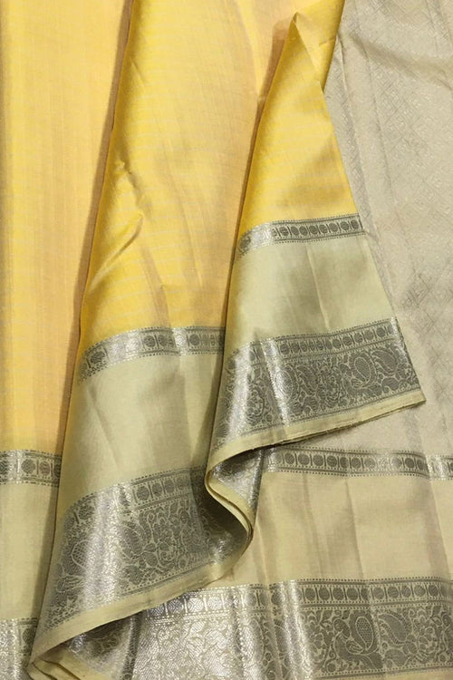 Yellow Handloom Kanjeevaram Pure Silk Saree - Elegant and Luxurious - Luxurion World