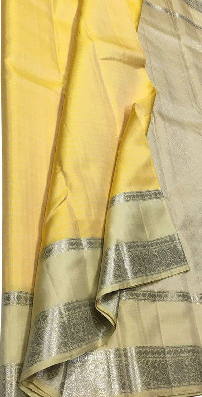 Yellow Handloom Kanjeevaram Pure Silk Saree - Elegant and Luxurious