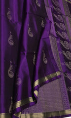 Purple Handloom Kanjeevaram Pure Silk Saree - Luxurion World