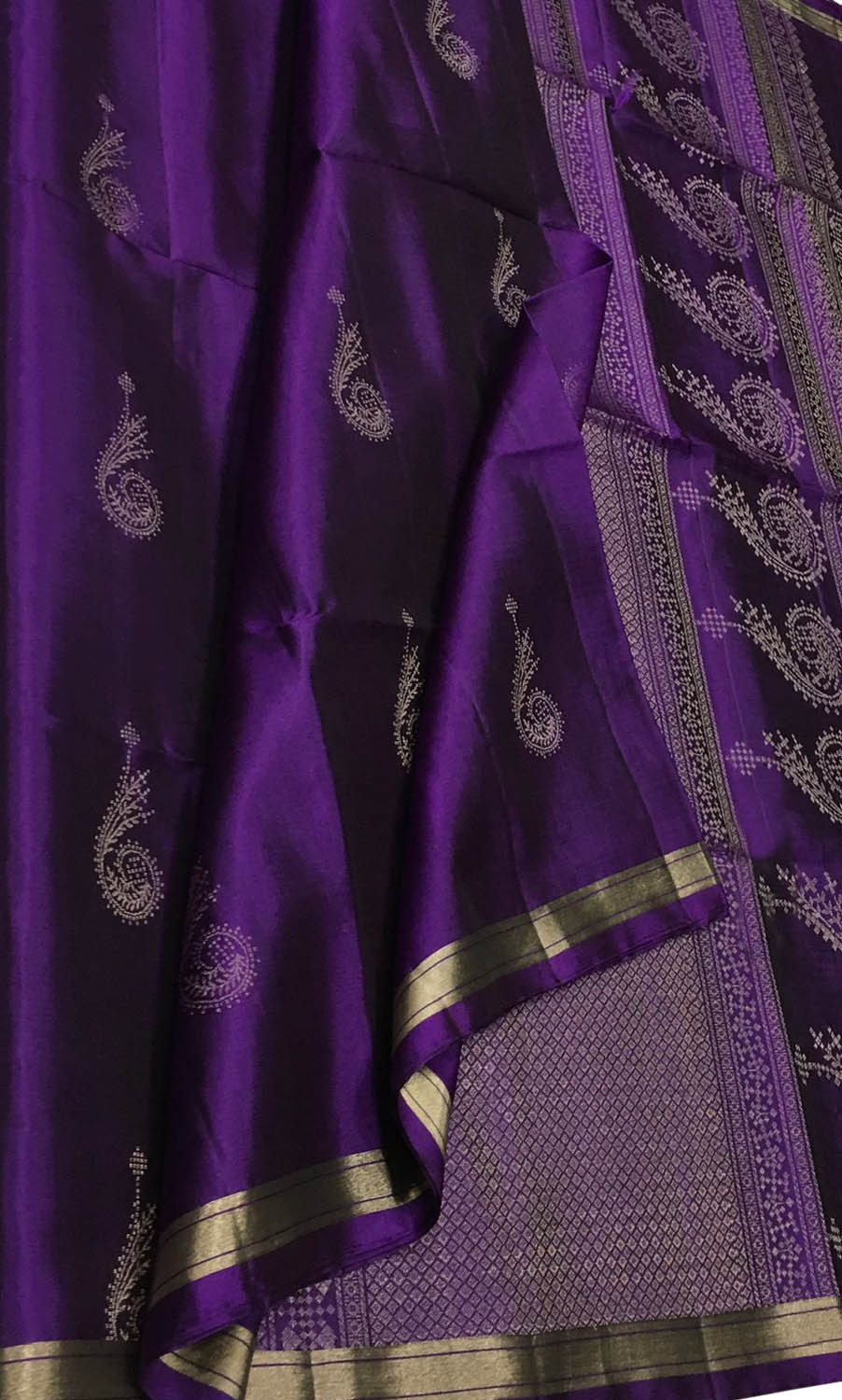 Purple Handloom Kanjeevaram Pure Silk Saree - Luxurion World