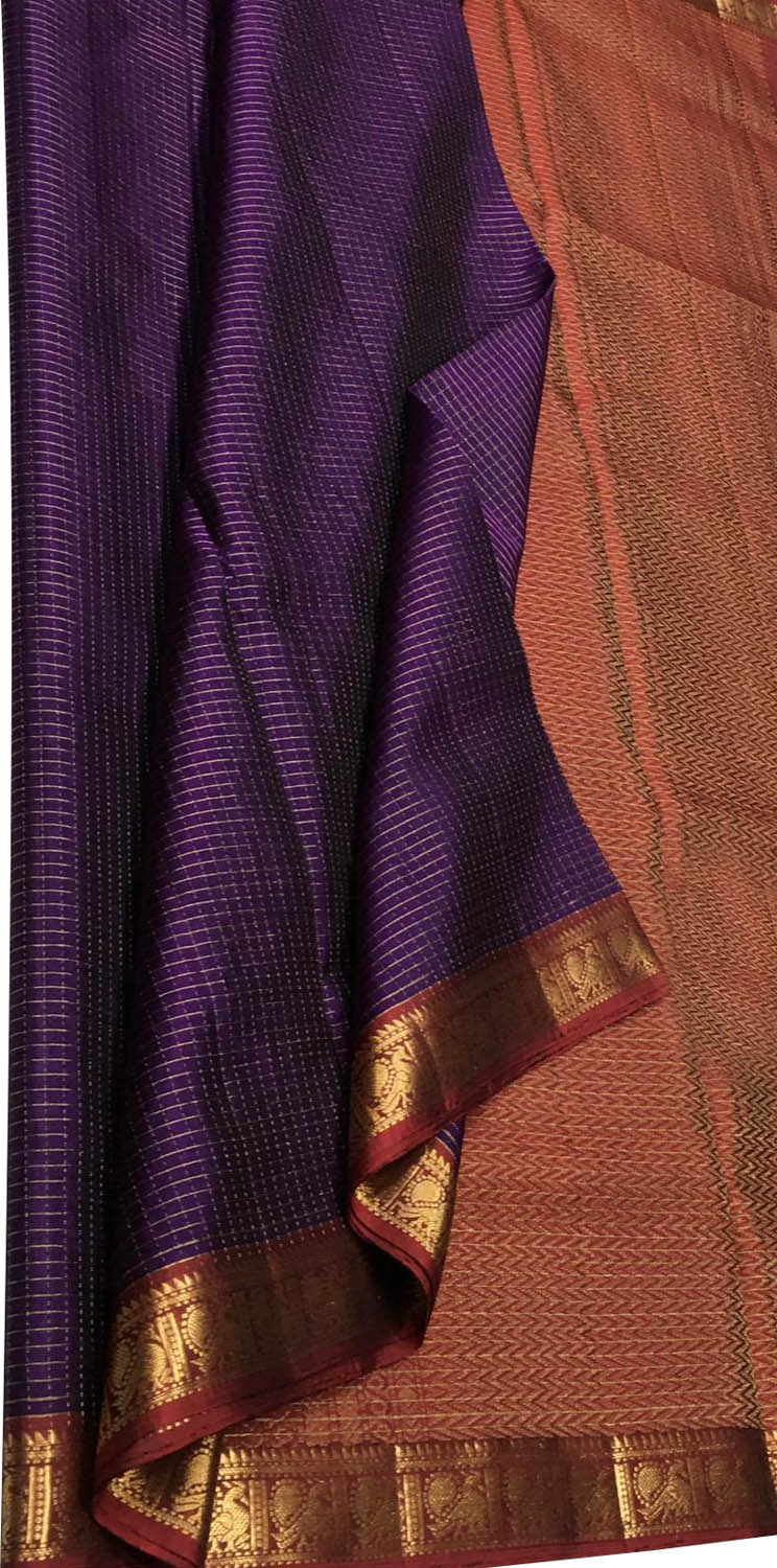 Exquisite Purple Handloom Kanjeevaram Pure Silk Saree