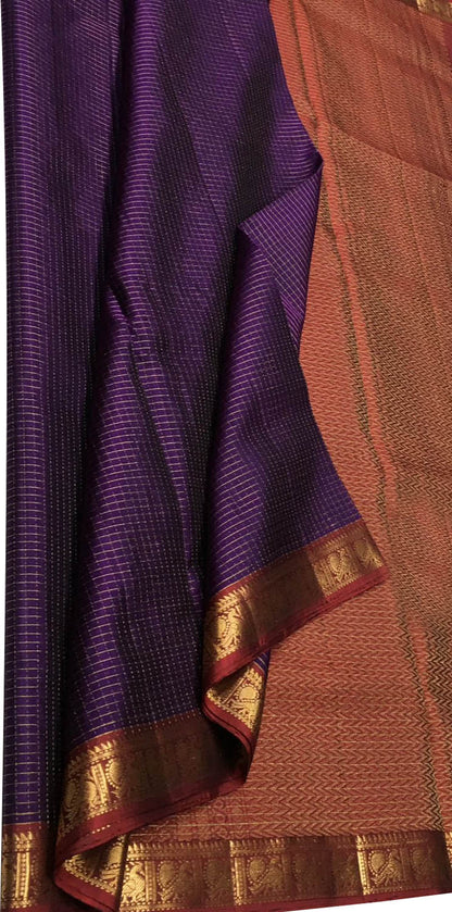 Exquisite Purple Handloom Kanjeevaram Pure Silk Saree