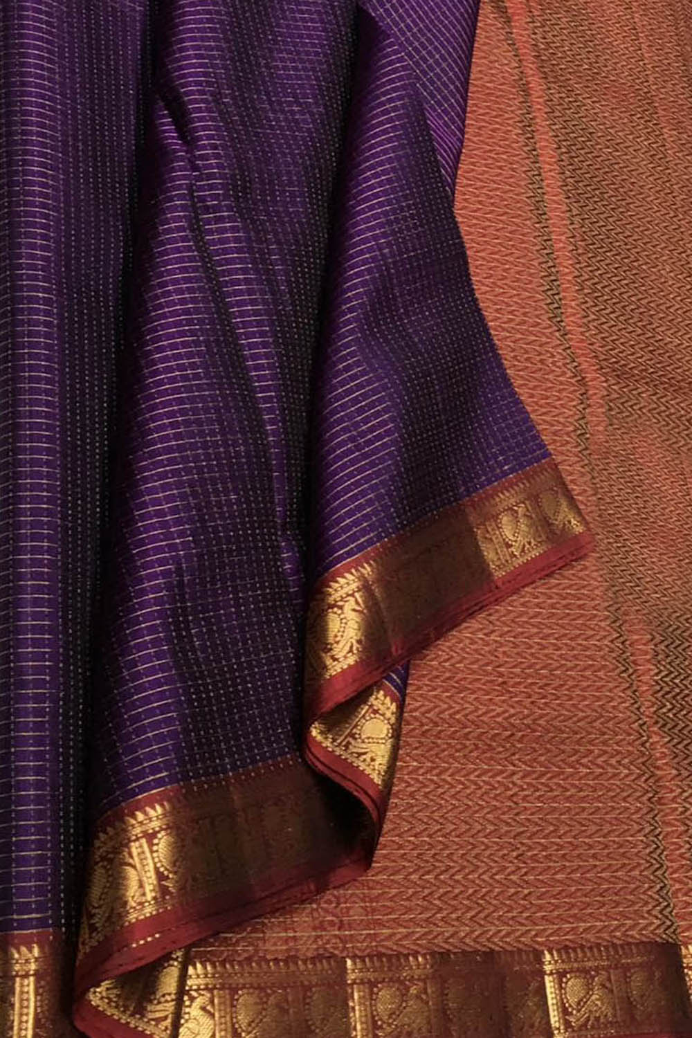 Exquisite Purple Handloom Kanjeevaram Pure Silk Saree