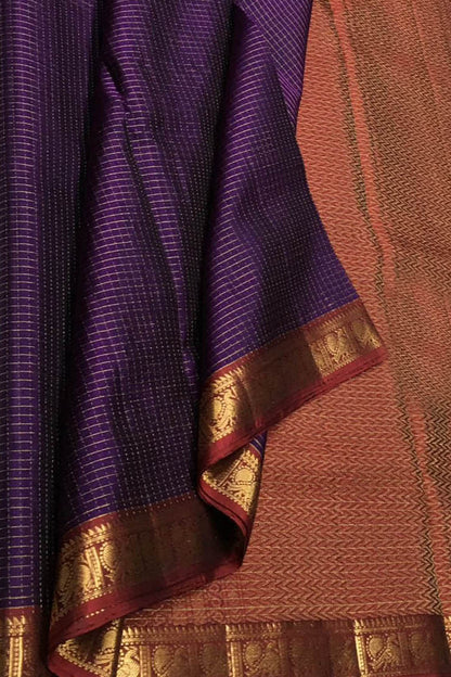 Exquisite Purple Handloom Kanjeevaram Pure Silk Saree