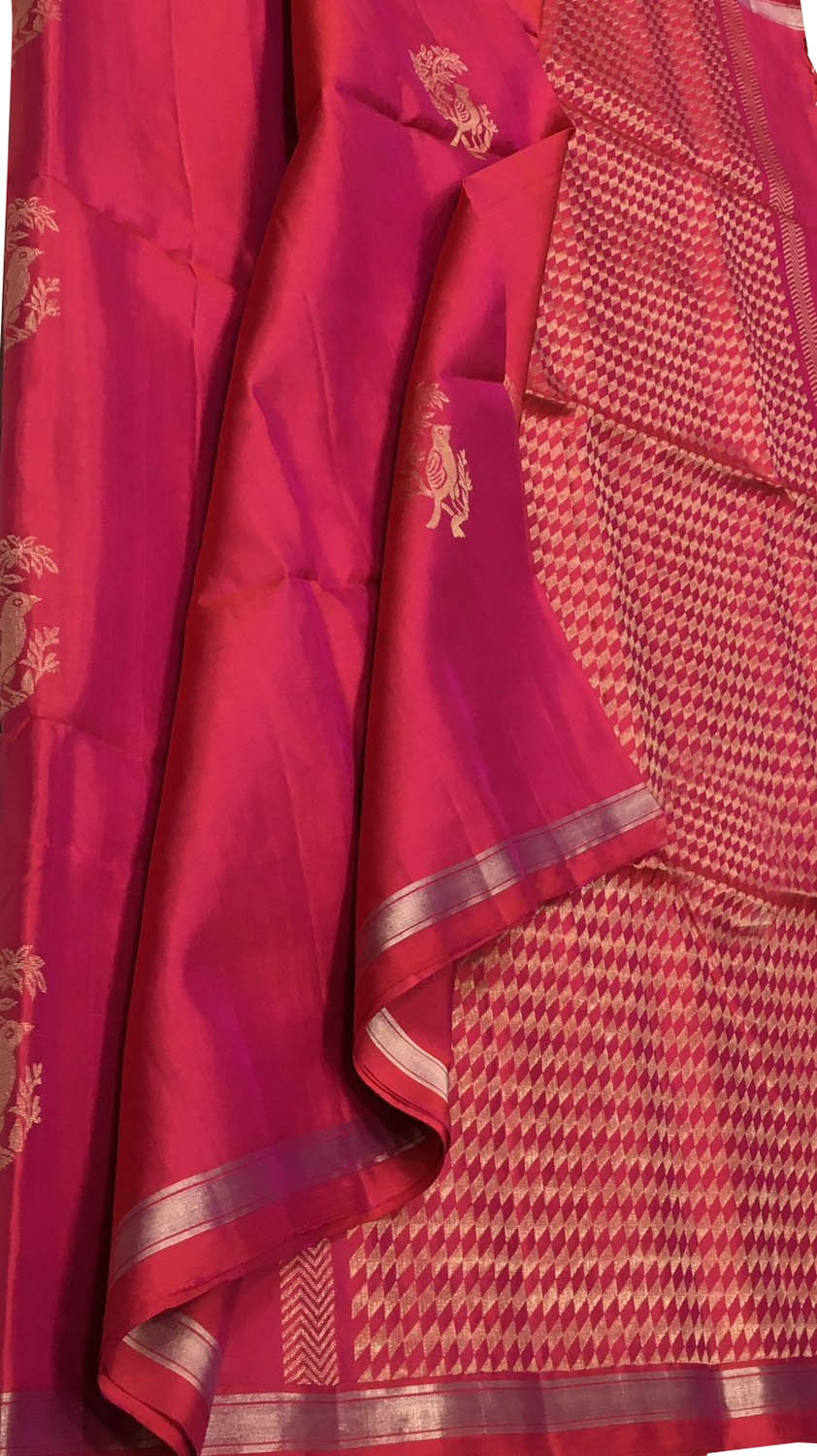 Exquisite Pink Handloom Kanjeevaram Pure Silk Saree - Luxurion World