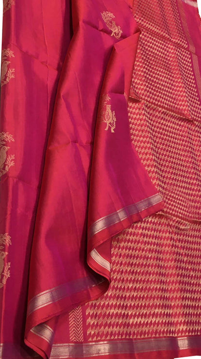 Exquisite Pink Handloom Kanjeevaram Pure Silk Saree