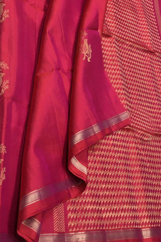 Exquisite Pink Handloom Kanjeevaram Pure Silk Saree