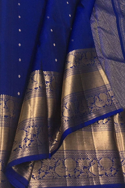Royal Blue Handloom Kanjeevaram Pure Silk Saree
