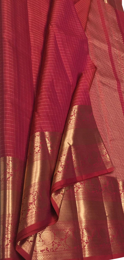 Exquisite Pink Handloom Kanjeevaram Pure Silk Saree - Luxurion World