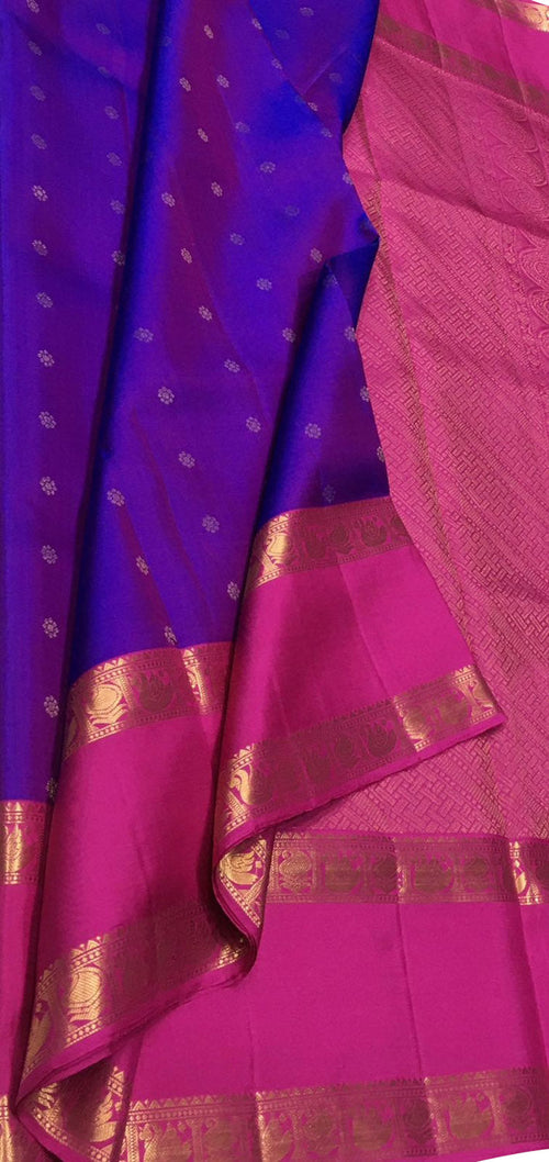 Exquisite Purple Handloom Kanjeevaram Pure Silk Saree - Luxurion World