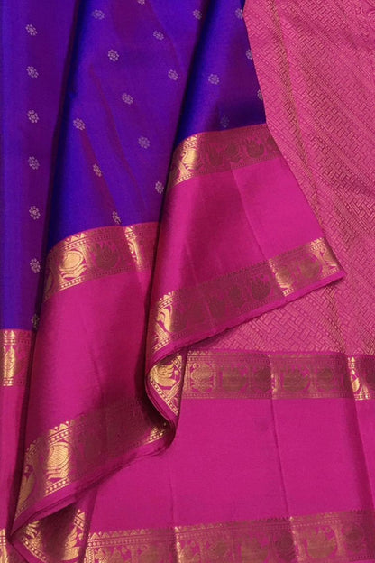 Exquisite Purple Handloom Kanjeevaram Pure Silk Saree